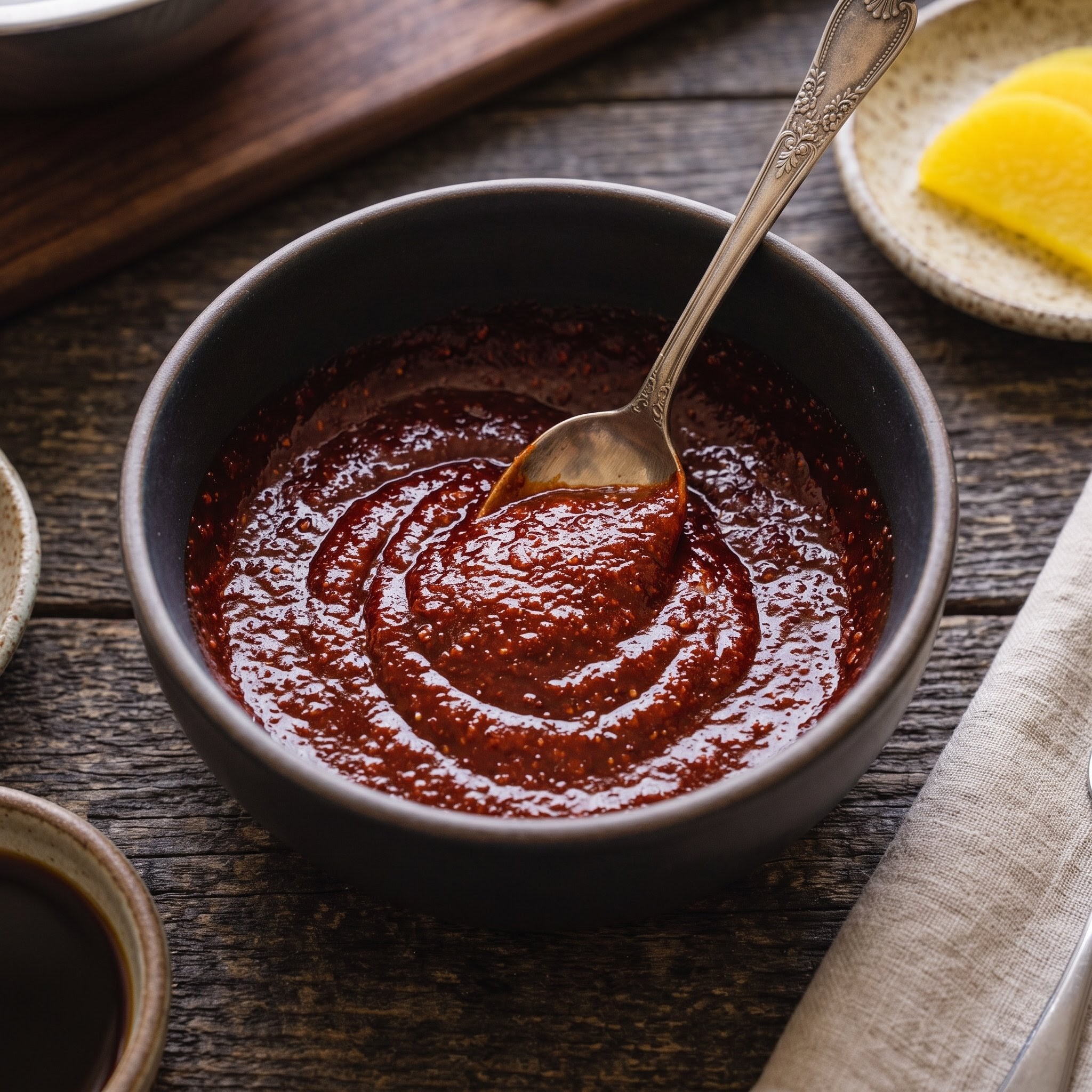 Step 2: gochujang sauce mixed in a bowl for tteokbokki